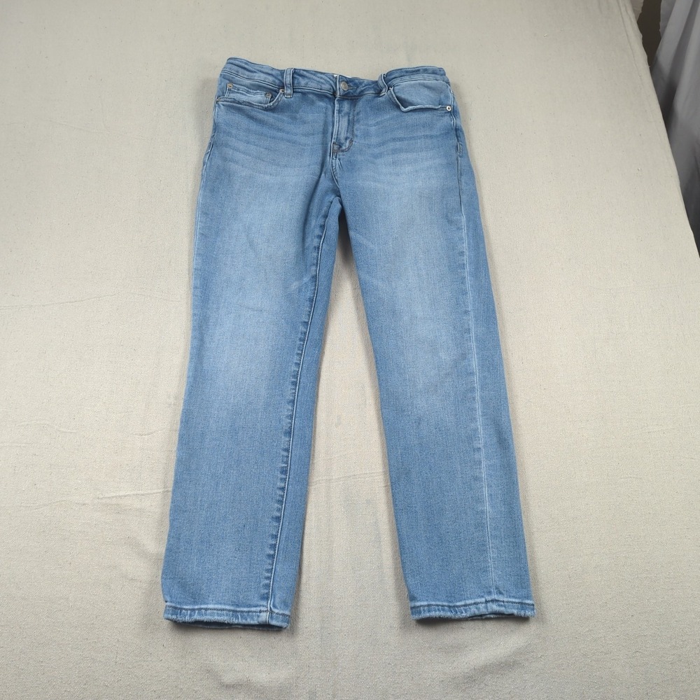 Mica Jeans Womens 31 Blue Mid Rise Cigarette Ankle Light Wash